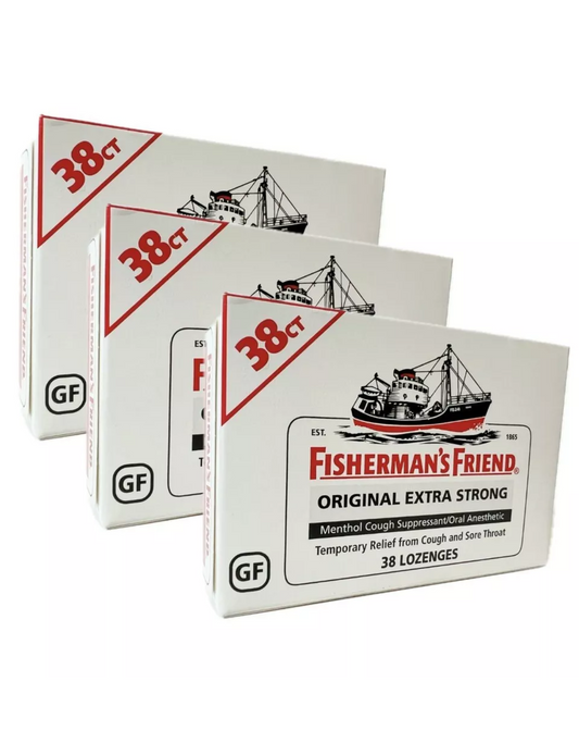 3 Pack Fisherman's Friend Original Extra Strong Cough Suppressant Lozenges 38ct