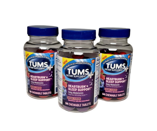 3 Pack - TUMS Dietary Supplement Heartburn+ Sleep Support, 5mg Melatonin, Berry Fusion