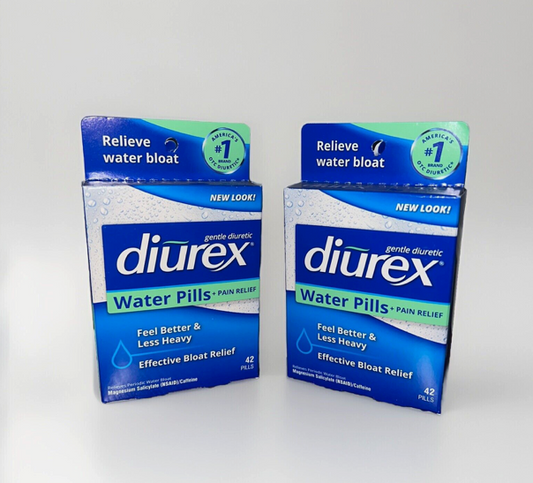 2 Pack! Diurex Water Pills with Caffeine - 42 Tablets Each